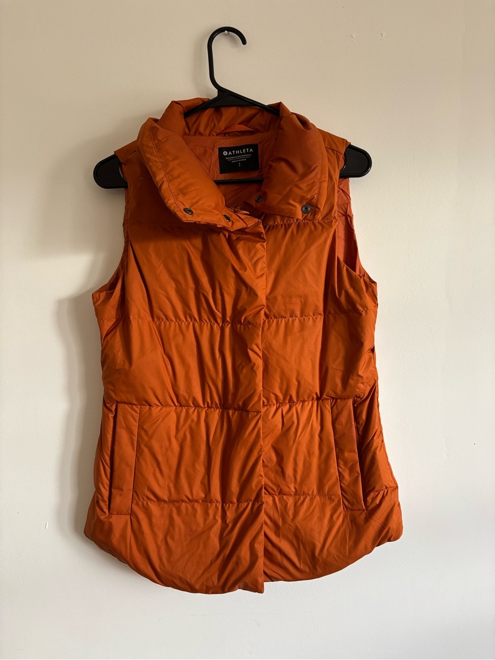 Athleta Orange Quilted Puffer Vest